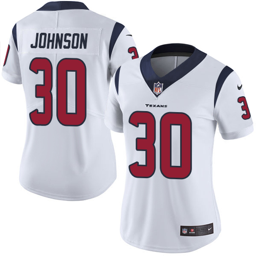 Nike Texans #30 Kevin Johnson White Women's Stitched NFL Vapor Untouchable Limited Jersey